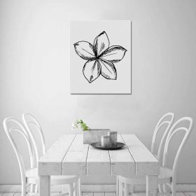 Decorative Wall Art / Black And White Canvas Floral Print