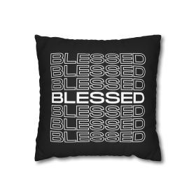 Decorative Throw Pillow Cover - Set Of 2, Stacked Blessed Print - Inspirational Affirmation