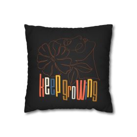 Decorative Throw Pillow Cover - Set Of 2, Say It Soul - Keep Growing In Pastel Colors, Spring Inspiration, Floral Line Art, Woman Line Art,