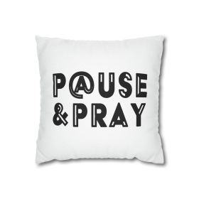 Decorative Throw Pillow Cover - Set Of 2, Pause And Pray - Christian Inspiration, Black