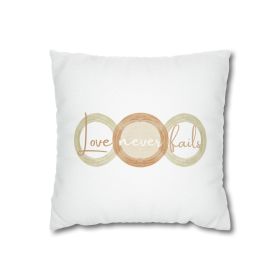 Decorative Throw Pillow Cover - Set Of 2, Love Never Fails, Pastel Brown Beige Green Tri Circular Shapes