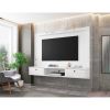 Manhattan Comfort Liberty 70.86 Floating Wall Entertainment Center with Overhead Shelf in White
