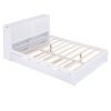 Queen Size Storage Platform Bed with Pull Out Shelves and Twin XL Size Trundle, White