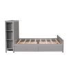 Full Size Platform Bed with Drawers and Storage Shelves, Gray