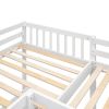 Wood Twin Size L-Shaped Loft Bed with Ladder and 2 Built-in L-Shaped Desks, White