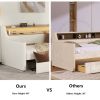 Twin Size Daybed with Storage Drawers, Upholstered Daybed with Charging Station and LED Lights, White