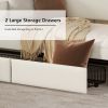 Twin Size Daybed with Storage Drawers, Upholstered Daybed with Charging Station and LED Lights, White