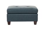 Genuine Leather Ink Blue Tufted 8pc Sectional Set 3x Corner Wedge 3x Armless Chair 2x Ottomans Living Room Furniture Sofa Couch