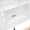 Full Size Platform Bed with Storage Headboard, Charging Station and 4 Drawers, White