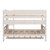 Wood Twin over Full Bunk Bed with Storage Shelves and Twin Size Trundle, Cream