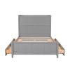 Full Size Platform Bed with Drawers and Storage Shelves, Gray