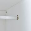 Twin Size Murphy Bed with Open Shelves and Storage Drawers,Built-in Wardrobe and Table, White