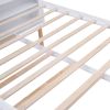 Queen Size Storage Platform Bed with Pull Out Shelves and Twin XL Size Trundle, White