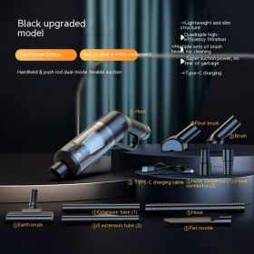 Wireless Blowing And Suction Integrated Vacuum Cleaner Handheld Dust Blower Dual Use In Car And Home Vacuum Cleaner (Option: 219X62X164mm-127 Black Upgrade Mop)