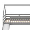 Twin over Twin Low Bunk Bed, House Bed with Ladder , White