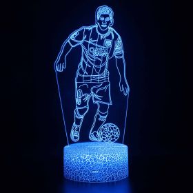Led Small Night Lamp Football Player Colorful Touch Ambience Light (Option: White Base Touch Timing-ZB 1183)